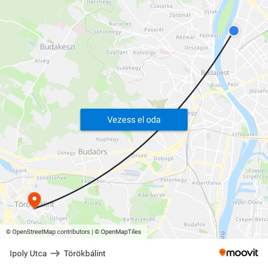 Ipoly Utca to Törökbálint map