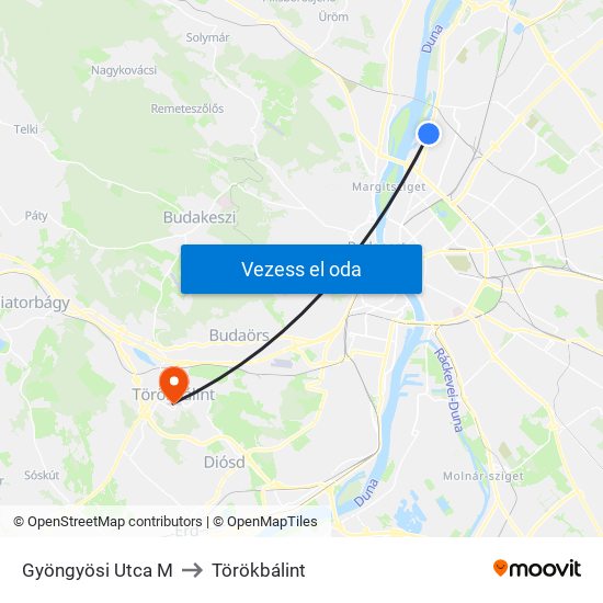 Gyöngyösi Utca M to Törökbálint map