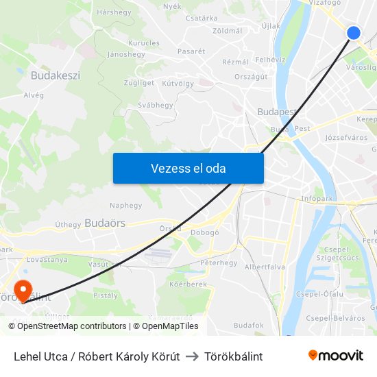 Lehel Utca / Róbert Károly Körút to Törökbálint map