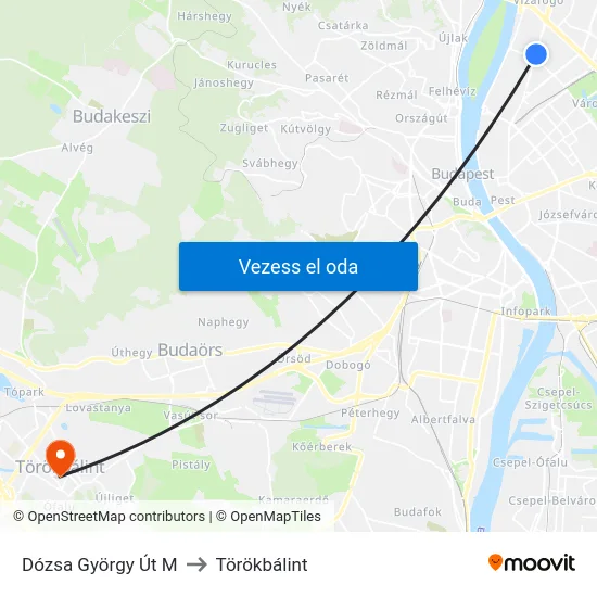Dózsa György Út M to Törökbálint map