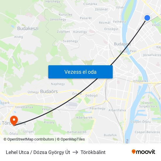 Lehel Utca / Dózsa György Út to Törökbálint map