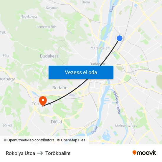 Rokolya Utca to Törökbálint map