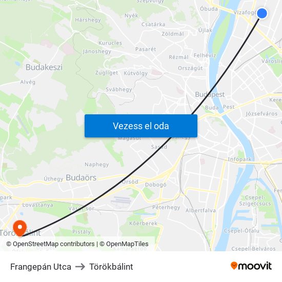 Frangepán Utca to Törökbálint map
