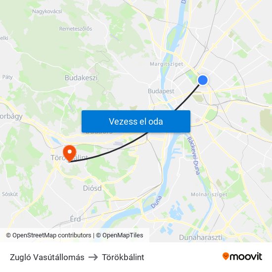 Zugló Vasútállomás to Törökbálint map