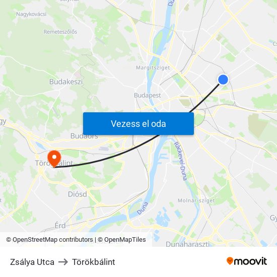 Zsálya Utca to Törökbálint map