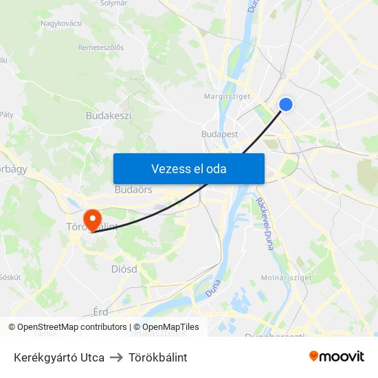 Kerékgyártó Utca to Törökbálint map