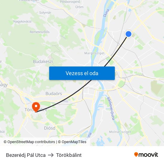 Bezerédj Pál Utca to Törökbálint map