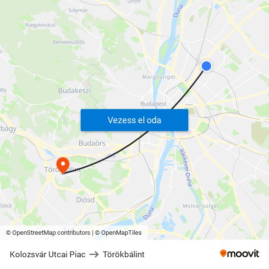 Kolozsvár Utcai Piac to Törökbálint map
