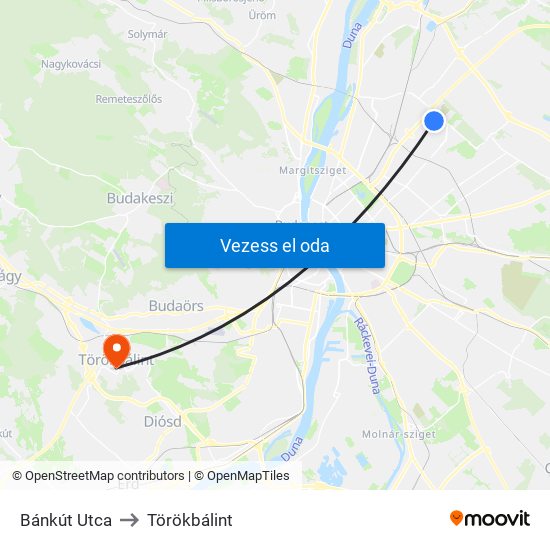 Bánkút Utca to Törökbálint map