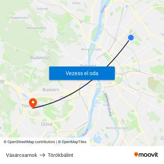 Vásárcsarnok to Törökbálint map