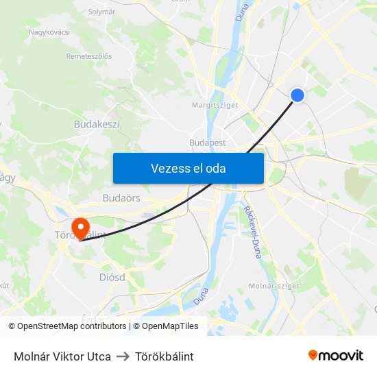 Molnár Viktor Utca to Törökbálint map