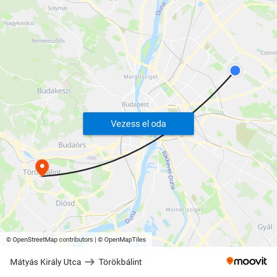 Mátyás Király Utca to Törökbálint map