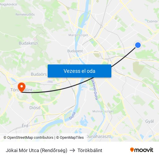 Jókai Mór Utca (Rendőrség) to Törökbálint map