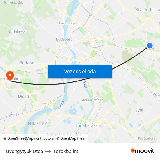 Gyöngytyúk Utca to Törökbálint map