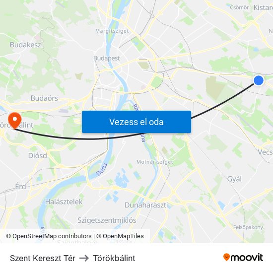 Szent Kereszt Tér to Törökbálint map