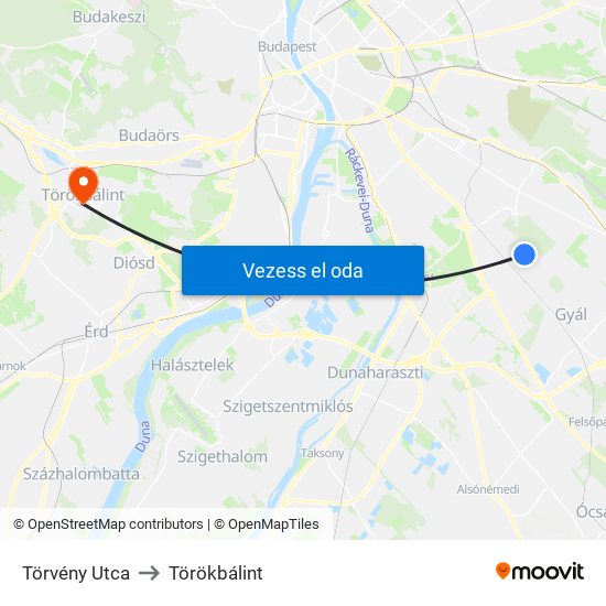 Törvény Utca to Törökbálint map