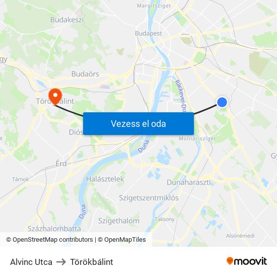 Alvinc Utca to Törökbálint map