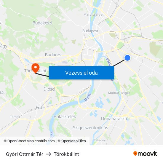 Győri Ottmár Tér to Törökbálint map