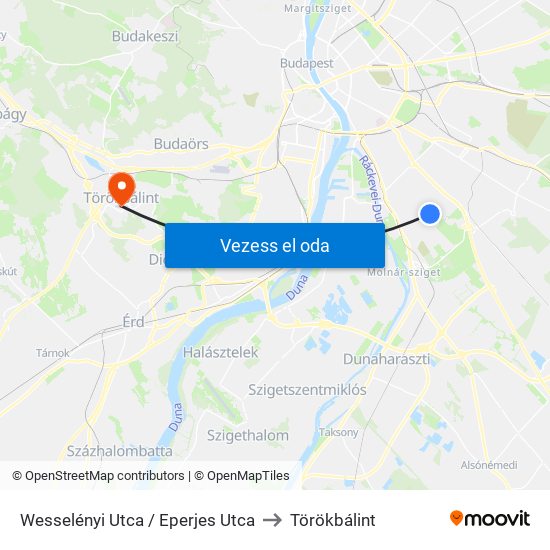 Wesselényi Utca / Eperjes Utca to Törökbálint map