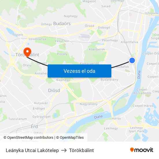 Leányka Utcai Lakótelep to Törökbálint map