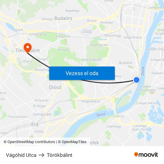 Vágóhíd Utca to Törökbálint map