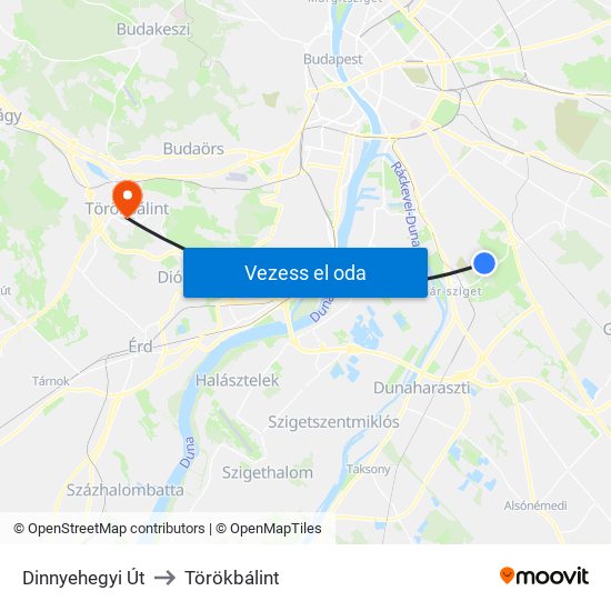 Dinnyehegyi Út to Törökbálint map