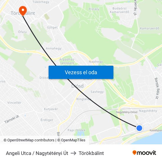 Angeli Utca / Nagytétényi Út to Törökbálint map