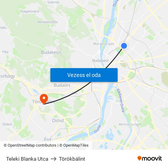 Teleki Blanka Utca to Törökbálint map
