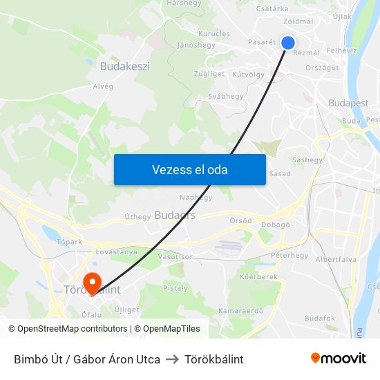 Bimbó Út / Gábor Áron Utca to Törökbálint map