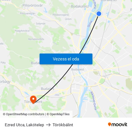 Ezred Utca, Lakótelep to Törökbálint map