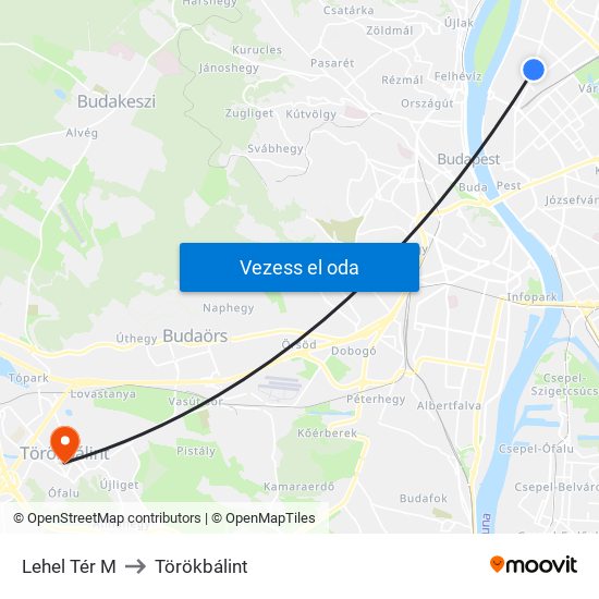 Lehel Tér M to Törökbálint map