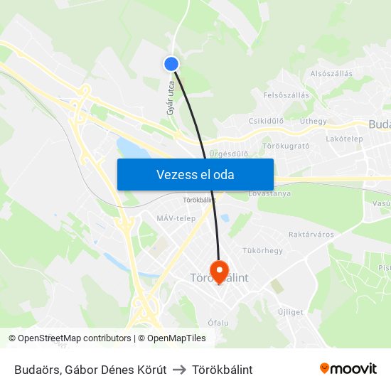 Budaörs, Gábor Dénes Körút to Törökbálint map