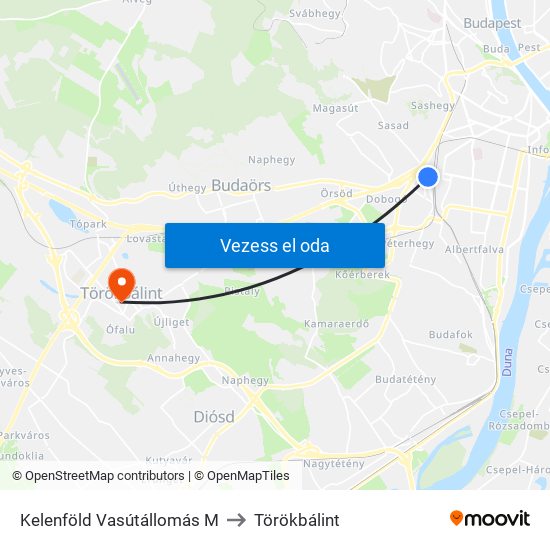 Kelenföld Vasútállomás M to Törökbálint map