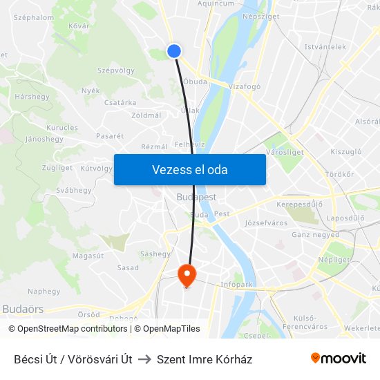 Bécsi Út / Vörösvári Út to Szent Imre Kórház map