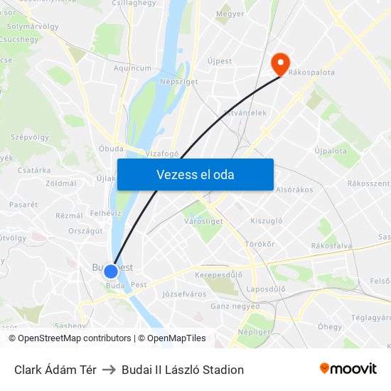 Clark Ádám Tér to Budai II László Stadion map