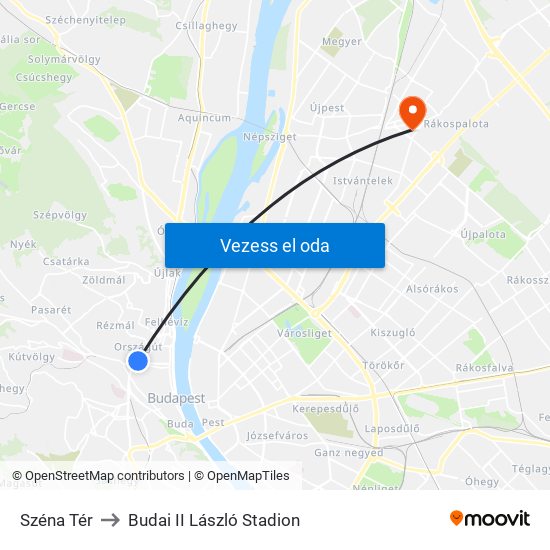 Széna Tér to Budai II László Stadion map