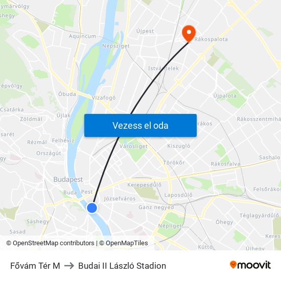 Fővám Tér M to Budai II László Stadion map