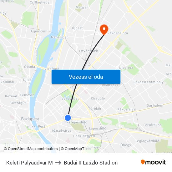 Keleti Pályaudvar M to Budai II László Stadion map