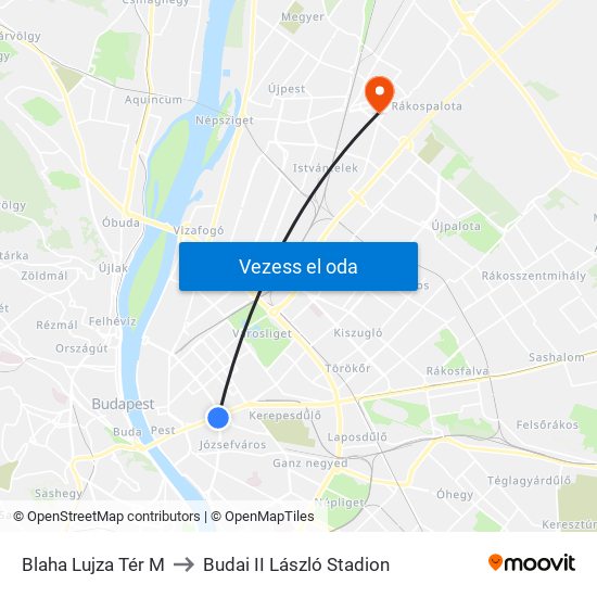 Blaha Lujza Tér M to Budai II László Stadion map