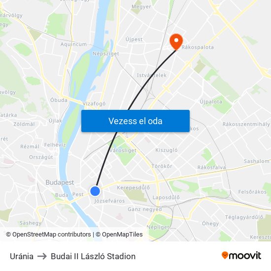 Uránia to Budai II László Stadion map