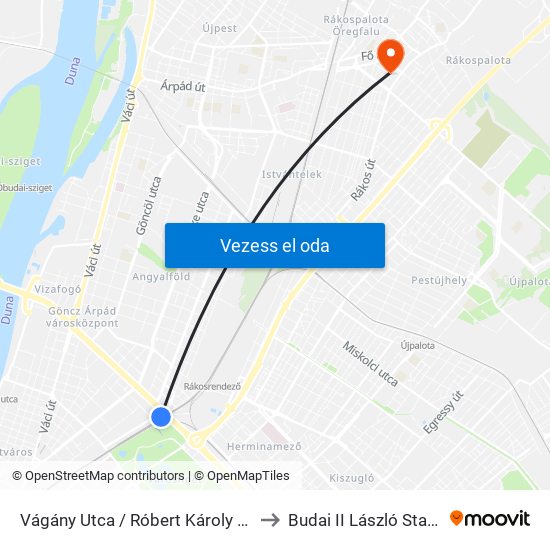 Vágány Utca / Róbert Károly Körút to Budai II László Stadion map