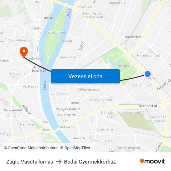 Zugló Vasútállomás to Budai Gyermekkórház map