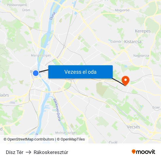 Dísz Tér to Rákoskeresztúr map