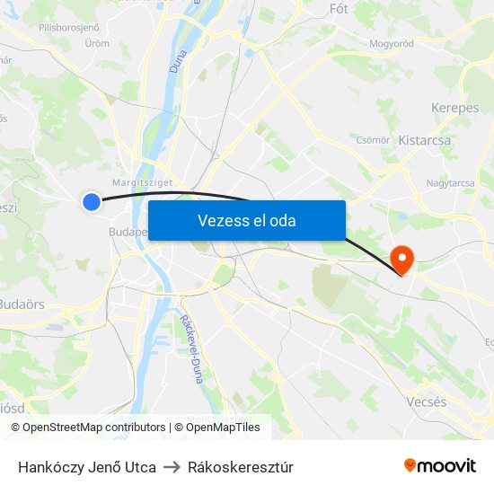 Hankóczy Jenő Utca to Rákoskeresztúr map