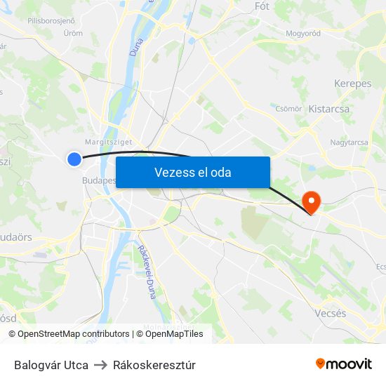 Balogvár Utca to Rákoskeresztúr map