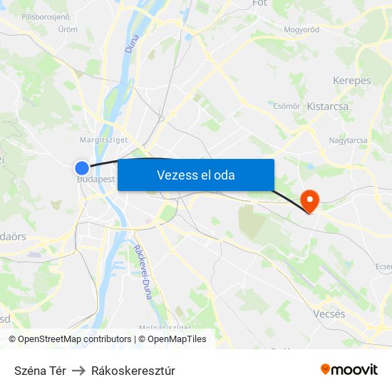 Széna Tér to Rákoskeresztúr map