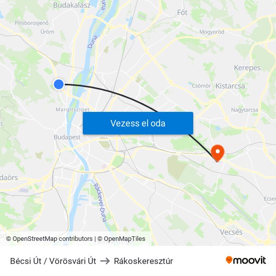 Bécsi Út / Vörösvári Út to Rákoskeresztúr map