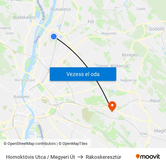 Homoktövis Utca / Megyeri Út to Rákoskeresztúr map