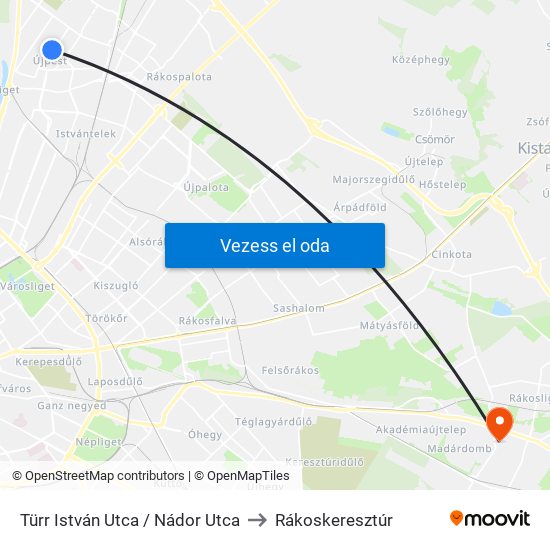 Türr István Utca / Nádor Utca to Rákoskeresztúr map