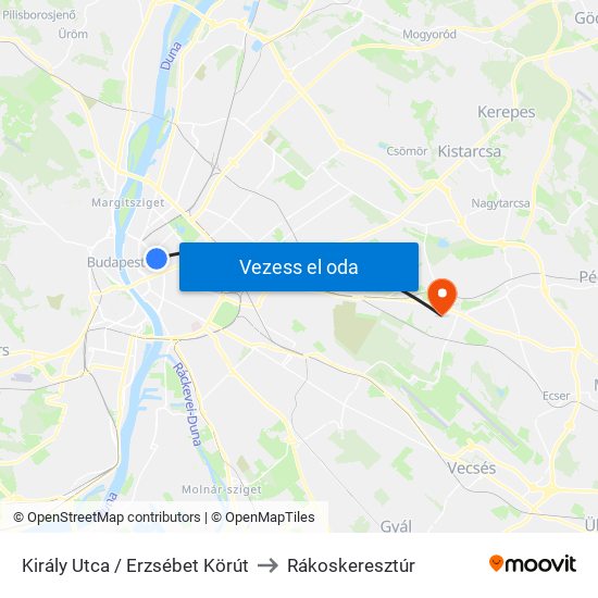 Király Utca / Erzsébet Körút to Rákoskeresztúr map